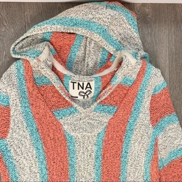 Aritzia TNA Cotton Baja Sweater Pullover Hoodie pullover Orange Blue Size XS - Picture 7 of 13